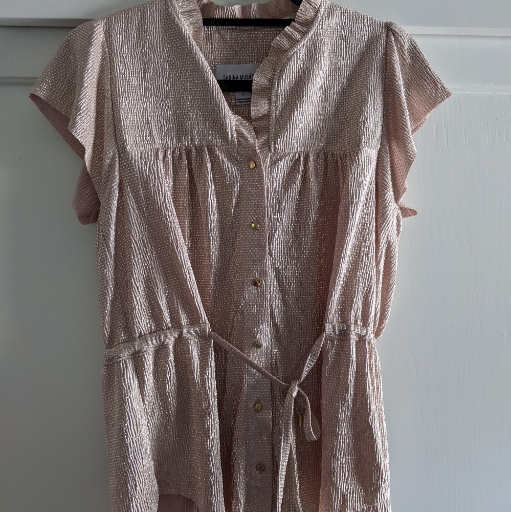 Sabina Mustayev pink metallic top size small